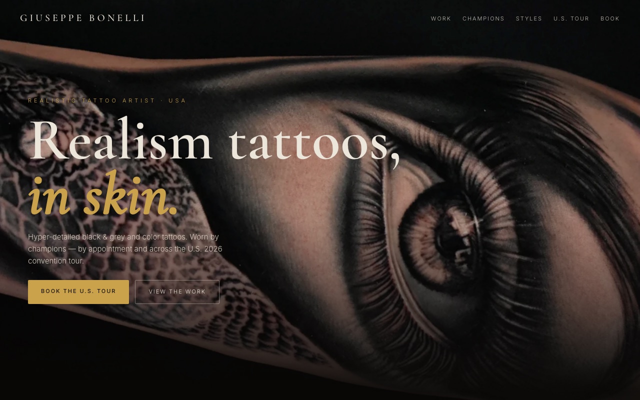 Sito dell'artista Giuseppe Bonelli per il mercato USA