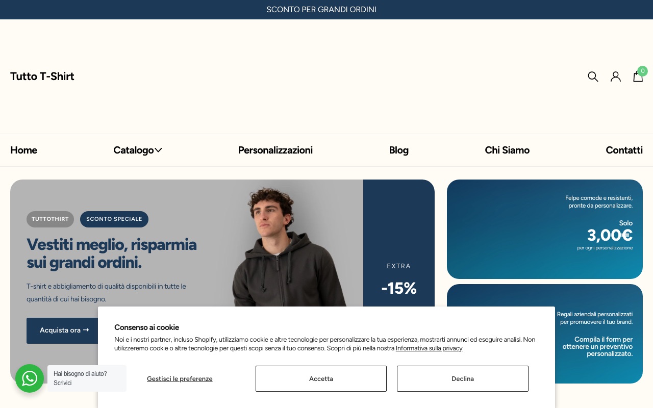 TuttoTshirt: e-commerce di abbigliamento personalizzabile
